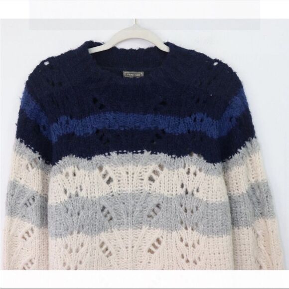 ✨ J. Crew Sweater Big Sur Alpaca Knit Crewneck Colorblock Navy Stripe✨ - Picture 10 of 11